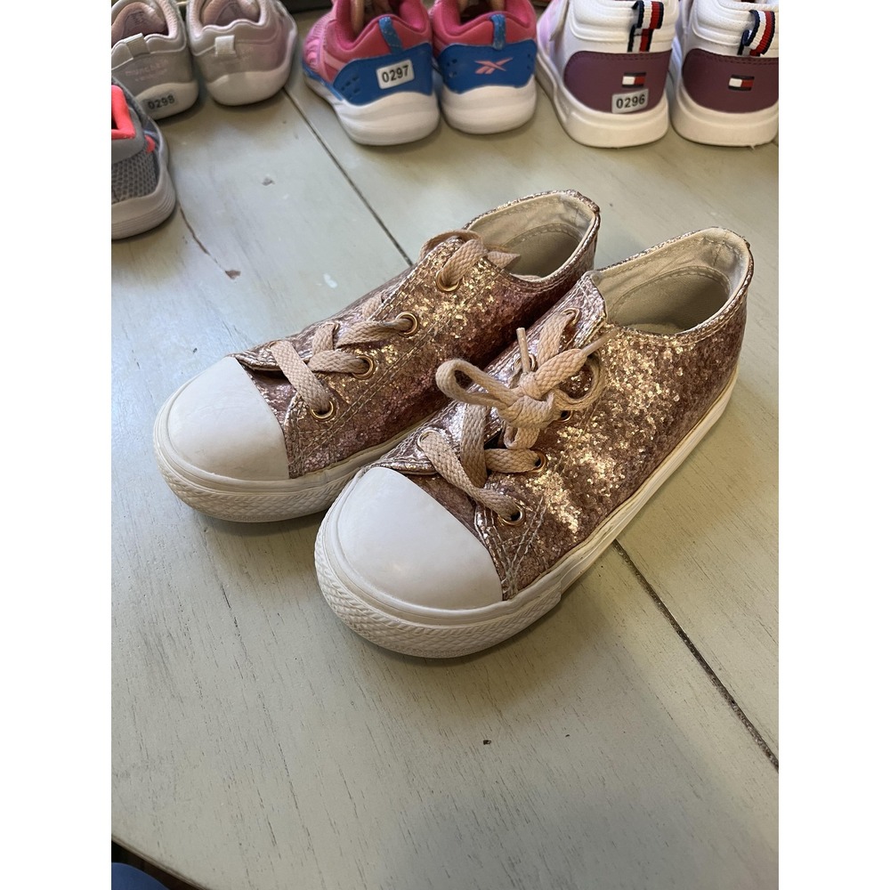 Converse Chuck Taylor All Star Rose Gold Glitter Low Top Sneakers Kids Size 10C